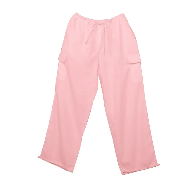 Bonnyshow Black Cargo Pants Women Clothes Streetwear Bandage Fashion Pockets Summer Sweatpants Loose Pants Aesthetic Casual Baggy Trousers