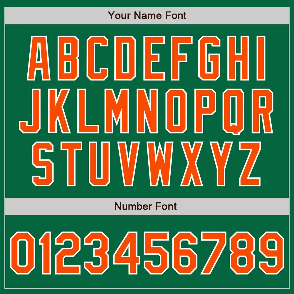 Custom Kelly Green Orange-Royal Bomber Full-Snap Varsity Letterman Two Tone Jacket