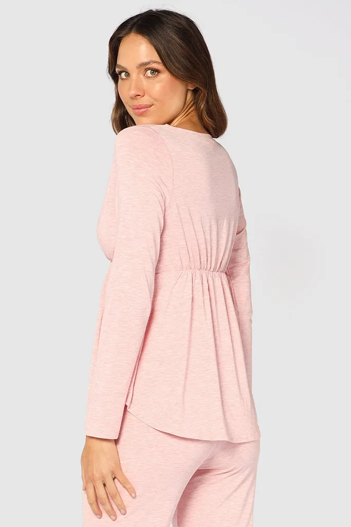 Long Sleeve Cross Front PJ Top - Rose