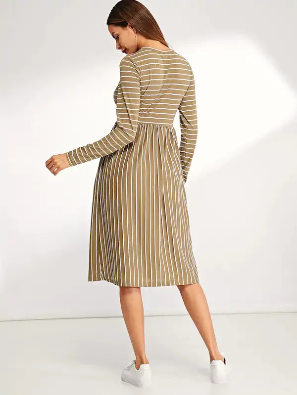Mixed Stripe Tee Dress