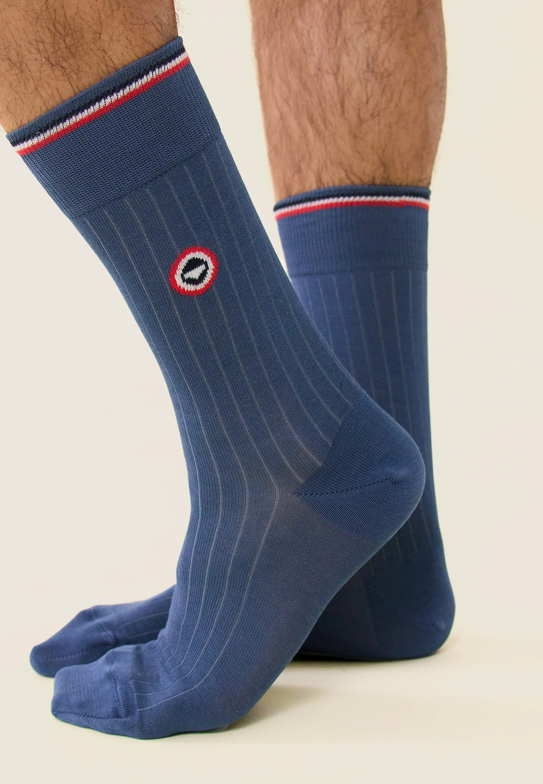 Nessy Acier - Chaussettes Mi-Hautes En Fil D'Ecosse